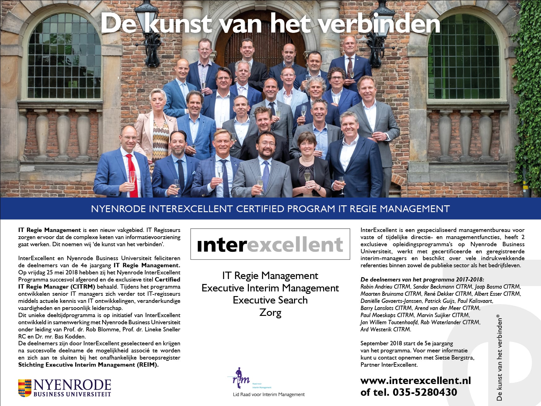 Interexcellent-Nyenrode FD 2018 Nyenrode InterExcellent leergang IT Regie Management leergang 2017-2018